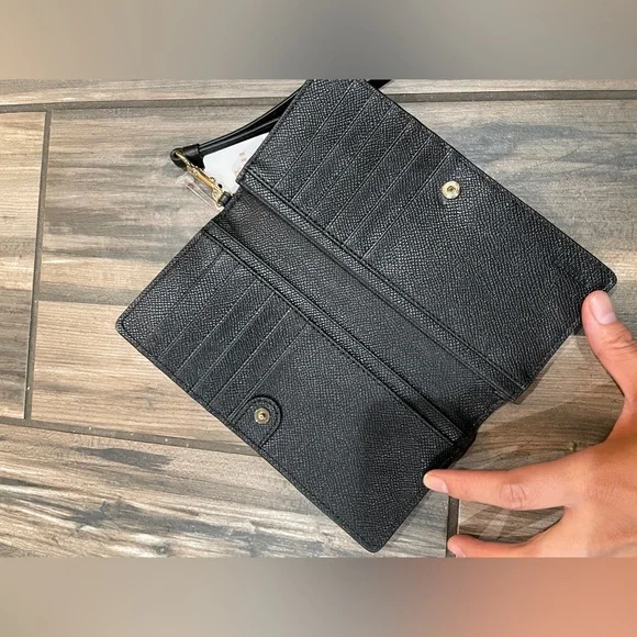 NWT Coach Pebble Leather Bi-Fold Slim Wallet Black F53767 - Picture 3 of 4